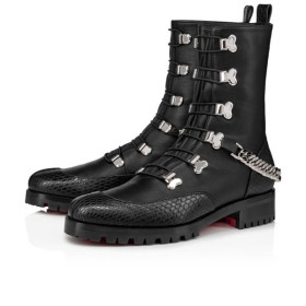 Christian Louboutin Spikita Booty Horse Guarda Flat Black/silver Calf