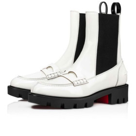 Christian Louboutin Spikita Booty Montezu Lug Flat Bianco/black Calf Shoes
