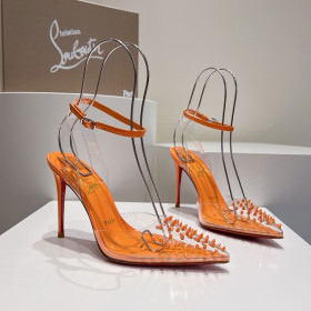 Christian Louboutin Spikoo 100mm Pumps PVC And Leather Orange