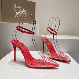 Christian Louboutin Spikoo 100mm Pumps PVC And Leather Rose Pink