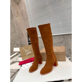 Christian Louboutin Stretchadoxa Botta Alta 70MM Boots Veau Velours Brown