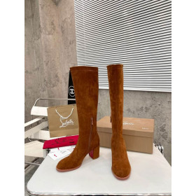 Christian Louboutin Stretchadoxa Botta Alta 70MM Boots Veau Velours Brown