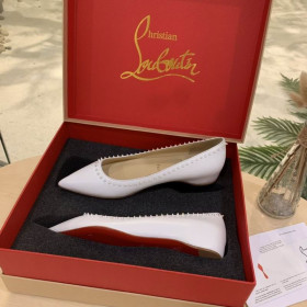 Christian Louboutin Studded Anjalina Flats Calfskin White