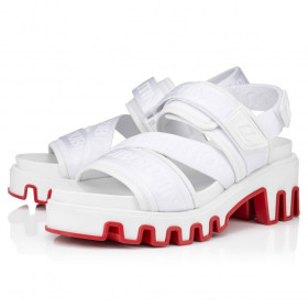 Christian Louboutin Summer Dune 35 Mm Sandals Nappa Leather Neopren And Ribbon Bianco