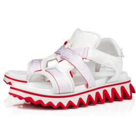 Christian Louboutin Summer Loubishark Flat White Polyester Sandal