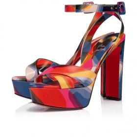 Christian Louboutin Supramariza 130 Mm Strappy Sandals Calf Leather Illusion Multicolor