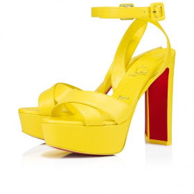 Christian Louboutin Supramariza 130 Mm Strappy Sandals Nappa Leather Yellow Queen