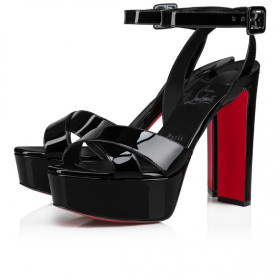 Christian Louboutin Supramariza 130 Mm Strappy Sandals Patent Calf Leather Black