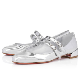 Christian Louboutin Sweet Jane Ballerinas Specchio Calf Leather Silver
