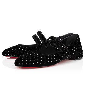 Christian Louboutin Sweet Jane Plum Strass Ballerinas Velvet Black