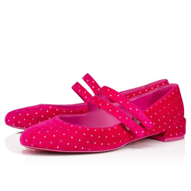 Christian Louboutin Sweet Jane Plum Strass Ballerinas Velvet Glam