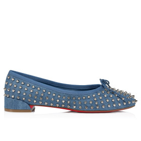 Christian Louboutin Sweetie Jane Spikes Ballerina Pump Cotton Denim