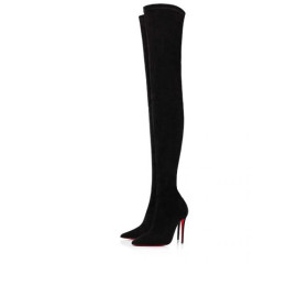 Christian Louboutin Tall Boot Kate Botta 100 mm Black Suede Calfskin