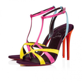 Christian Louboutin Tangueva 100 Mm Strappy Sandals Crepe Satin Multicolor
