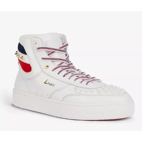 Christian Louboutin Top Rui Spikes High-top Sneakers Leather White