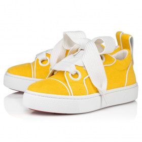 Christian Louboutin Toy Toy Sneakers Sponge Cotton And Patent Calf Leather Pollen