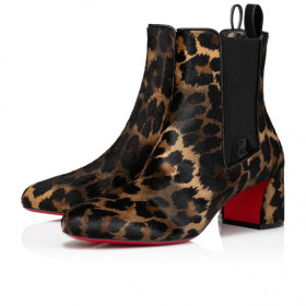 Christian Louboutin Turelastic 55 Mm Low Boots Calf Leather Pony Kitty Leopard