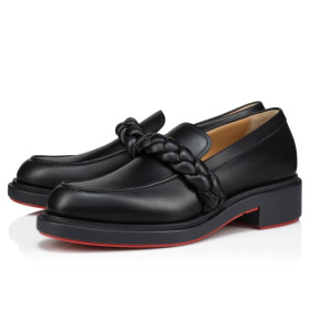 Christian Louboutin Urbino Moc Braid Men Loafers Braided Calf Leather Black