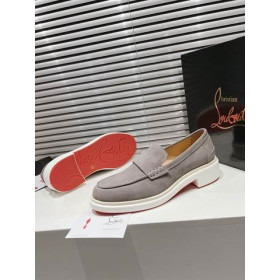 Christian Louboutin Urbino Moc Loafers Suede Leather Gray