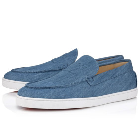 Christian Louboutin Varsiboat Boat Shoes Cotton Fabric Blue