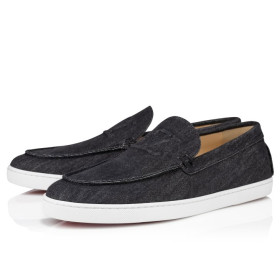 Christian Louboutin Varsiboat Boat Shoes Denim And Rubber Black