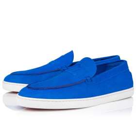 Christian Louboutin Varsiboat Boat Shoes Suede Calf Leather Electric Blue