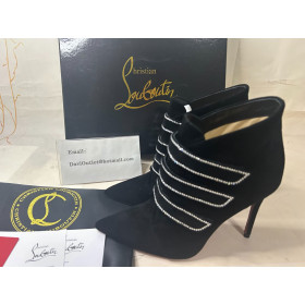 Christian Louboutin Veau Velour Strass Triniboot 100mm Booties Black