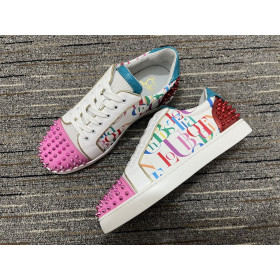Christian Louboutin Version Viera 2 Flat Low-top Women Sneakers Calf Fabric Multicolor