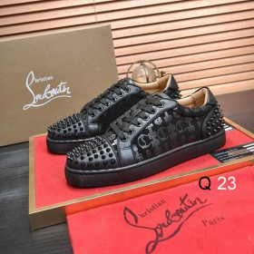 Christian Louboutin Vieira 2 Sneakers CL Monogram Calf Leather and Veau Velours Black