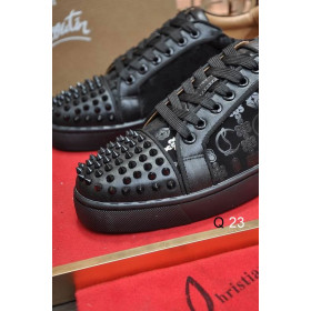 Christian Louboutin Vieira 2 Sneakers CL Monogram Calf Leather and Veau Velours Black