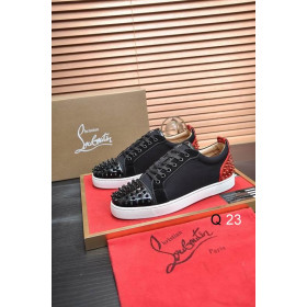 Christian Louboutin Vieira 2 Sneakers CL Monogram Patent Leather and Fabric Black Red