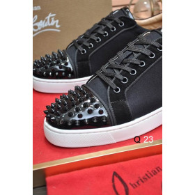 Christian Louboutin Vieira 2 Sneakers CL Monogram Patent Leather and Fabric Black Red