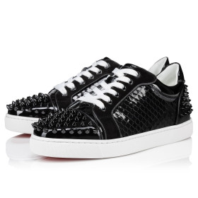 Christian Louboutin Vieira 2 Sneakers Embossed Patent Calf Leather Birdy Black