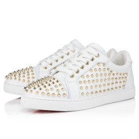 Christian Louboutin Vieira Night Spikes Sneakers Men Calf and Nappa Leather White