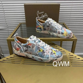 Christian Louboutin Vieira Orlato Women Sneakers Satin Graphic Printed Multicolor