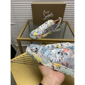 Christian Louboutin Vieira Orlato Sneakers Satin Graphic Printed Multicolor
