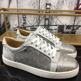 Christian Louboutin Vieira Strass Men Sneakers Crystal-embellished Silver