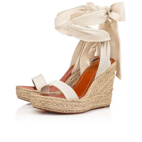 Christian Louboutin Wedge Monica du D&Atilde;&copy;sert 110 mm Craie/naturel Cotton