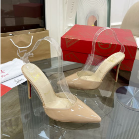 Christian Louboutin Women Mules PVC and Patent Leather Nude