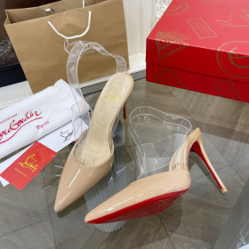 Christian Louboutin Women Mules PVC and Patent Leather Nude