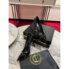 Christian Louboutin Women Pumps Crystals Embellished Patent adn Sued Leather Black