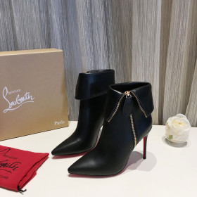Christian Louboutin Women Zipper Ankle Boots 100mm Calfskin Black