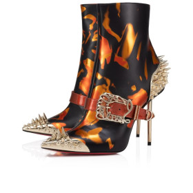 Christian Louboutin Womenphis Pic Booty 100 Mm Low Boots Calf Leather On Fire Rodeo