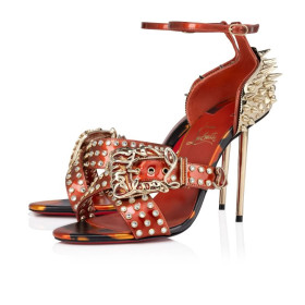 Christian Louboutin Wosandal Pic 100 Mm Sandals Patent Leather And Spikes On Fire Rodeo