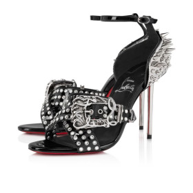 Christian Louboutin Wosandal Pic 100 Mm Sandals Patent Leather And Spikes Black