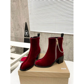 Christian Louboutin Yoz The Lips Boot 70mm Velvet Burgundy