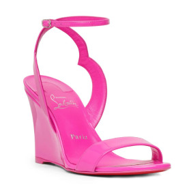 Christian Louboutin Zeppa Chick 85mm Sandals Patent Leather Bolerose Pink