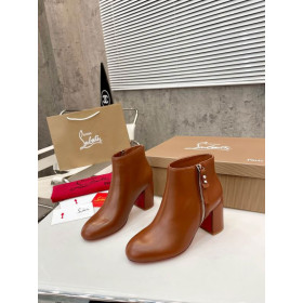 Christian Louboutin Ziptotal Ankle Boots Calfskin Brown