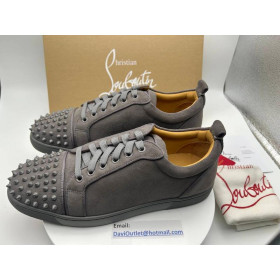 Christian Louboutin Men's Louis Junior Spikes Orlato Sneaker Grey
