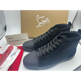 Christian Louboutin Louis High-Top Sneakers Patent Calf Leather Black
